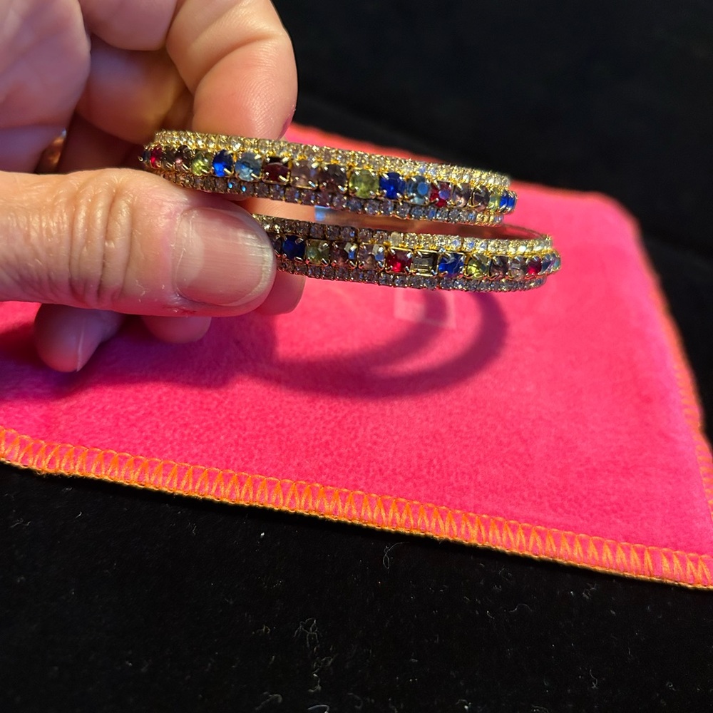 Colorful Gemstone Gold Bangles